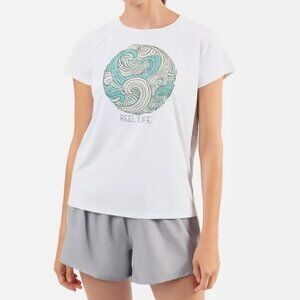 Reel Life Ladies Jax White Sea-Foam Green Graphic Tee Ventilated Split Back XXL